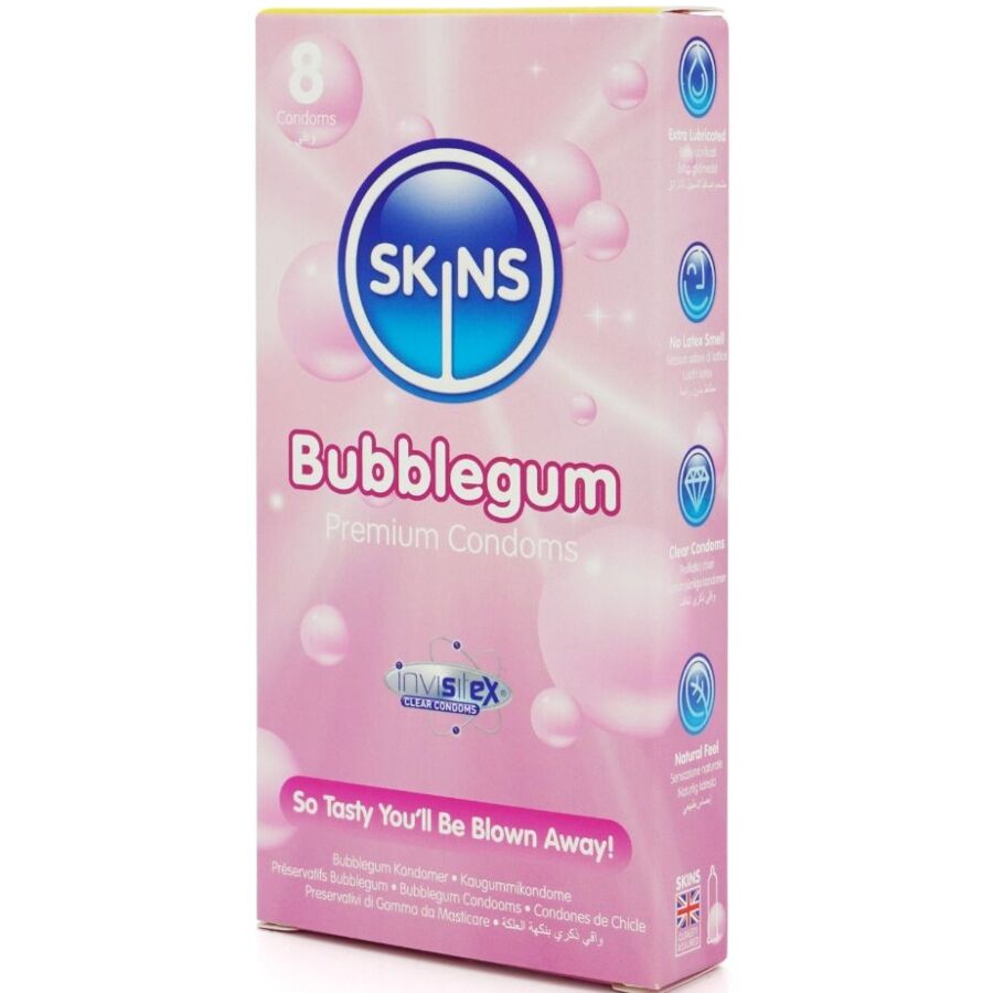 SKINS - PRÉSERVATIFS BUBBLEGUM PREMIUM, PAQUET DE 8