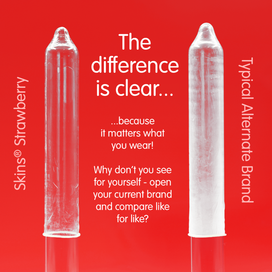 SKINS - PRÉSERVATIFS PREMIUM À LA FRAISE, PAQUET DE 8