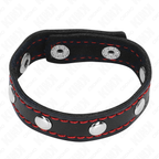 KINK - LEATHER COCK RING WITH PRESS CLOSURE, RED LINING, 21 X 1.5 CM