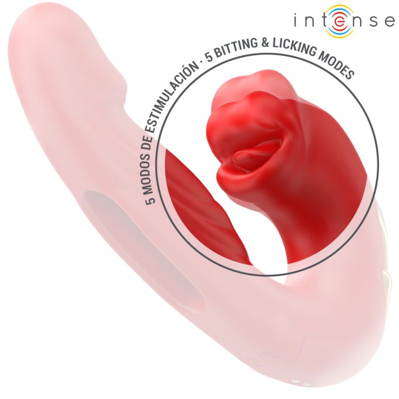 INTENSE - VIBRATEUR DOUBLE NATHY AVEC EMBOUT STIMULANT MULTIFONCTIONNEL (ROUGE)