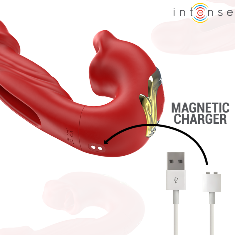 INTENSE - VIBRATEUR DOUBLE NATHY AVEC EMBOUT STIMULANT MULTIFONCTIONNEL (ROUGE)