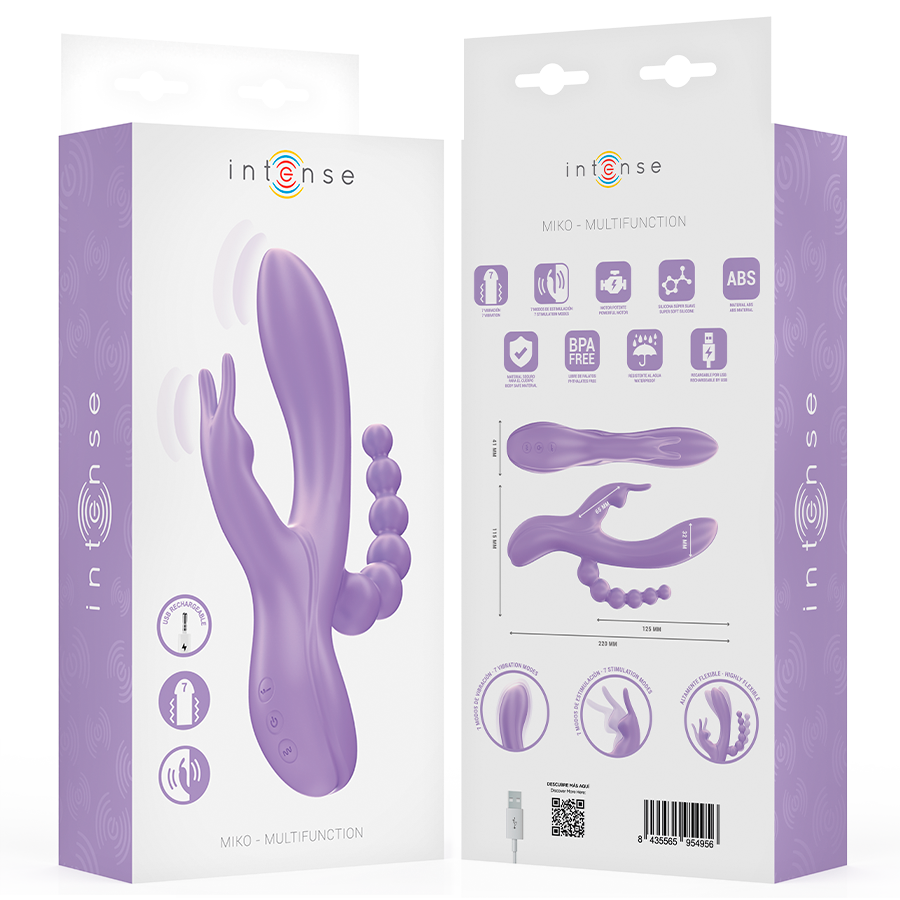 INTENSE - MIKO TRIPLE RABBIT VIBRATEUR &amp; STIMULATEUR ANAL 7 VIBRATIONS VIOLET