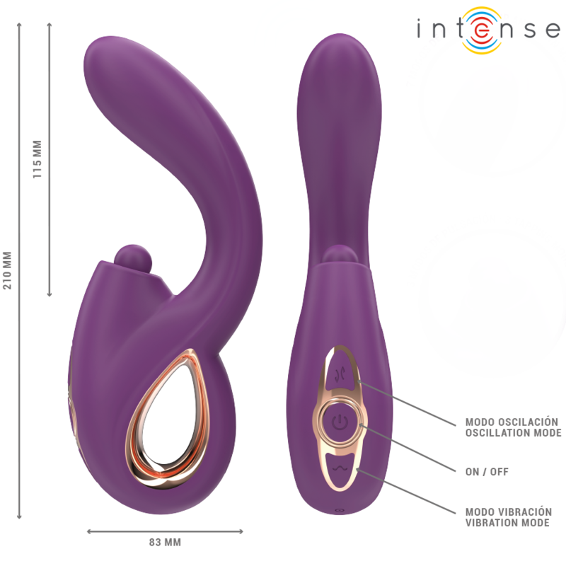 INTENSE - LALI VIBRATEUR MULTIFONCTIONNEL POINT G TAPOTEMENT, POUSSÉE ET VIBRATION VIOLET