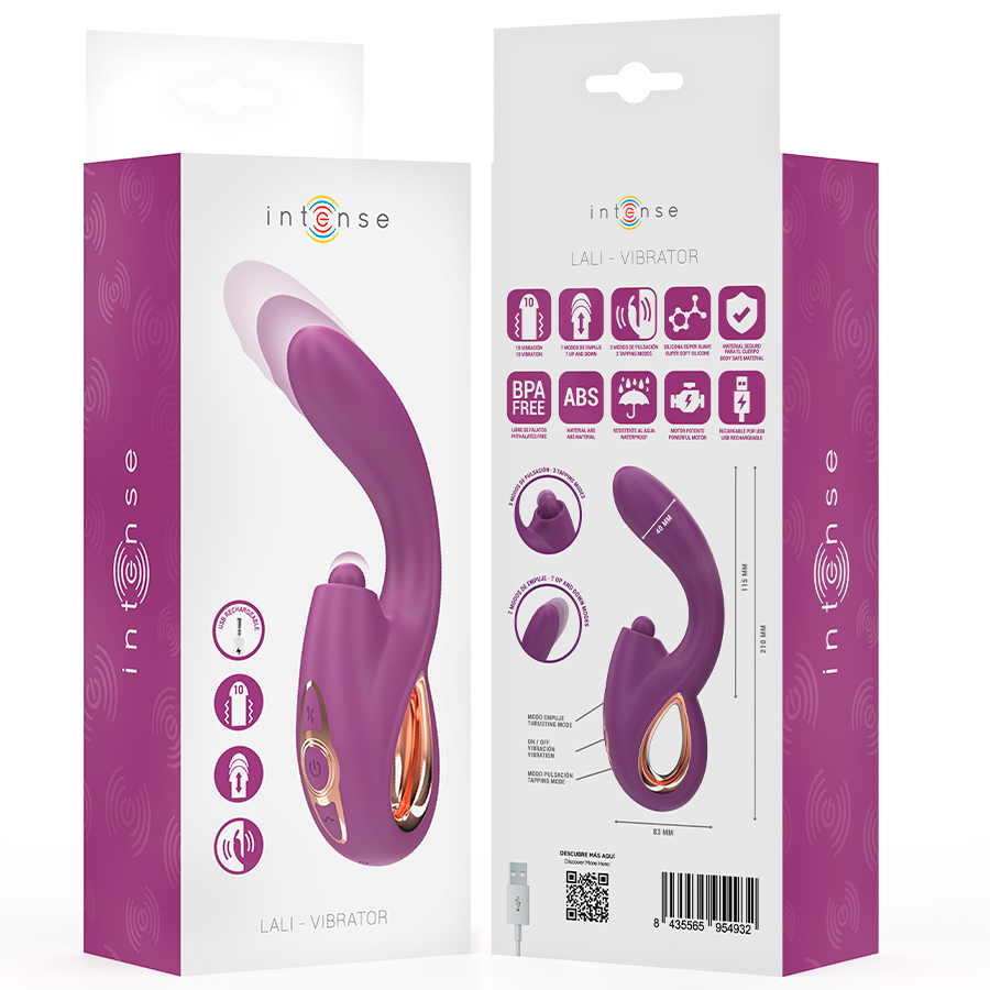 INTENSE - LALI VIBRATEUR MULTIFONCTIONNEL POINT G TAPOTEMENT, POUSSÉE ET VIBRATION VIOLET