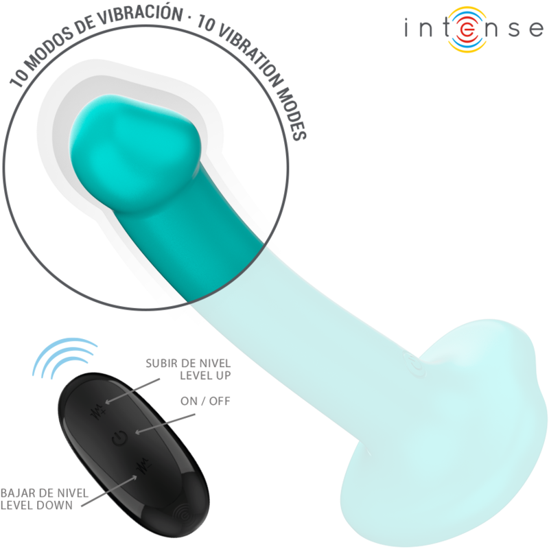 Vibrateur Katie Intense avec ventouse, 10 modes de vibration, télécommande, bleu