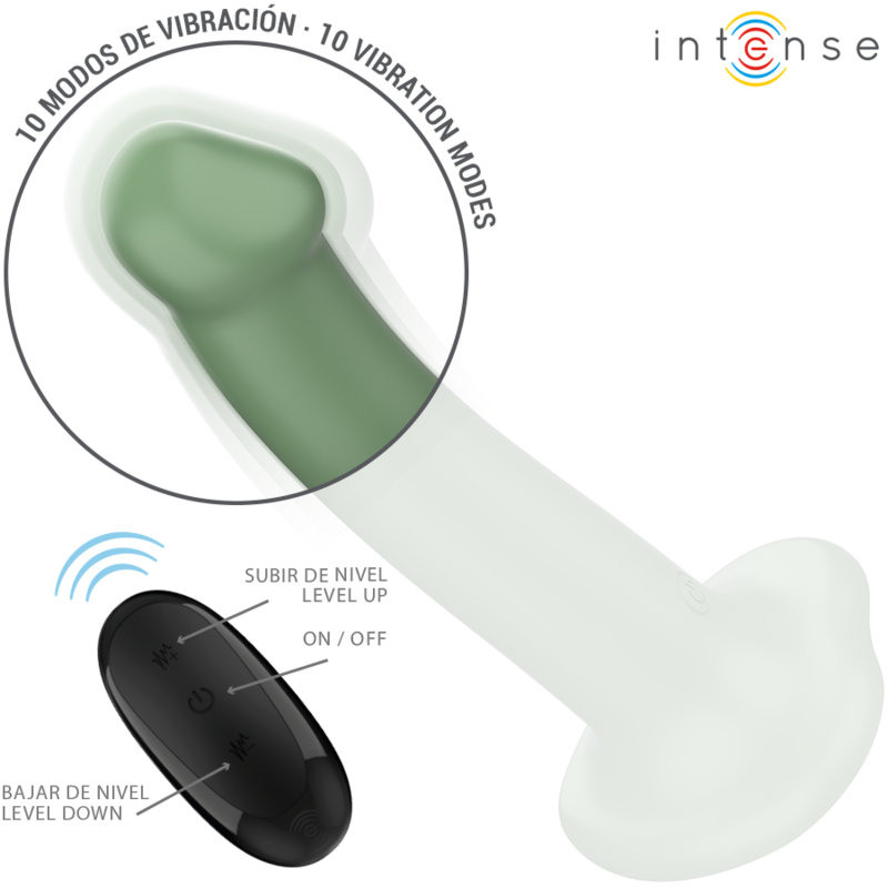 Vibrateur INTENSE BECCA avec ventouse, 10 modes de vibration, télécommande, vert