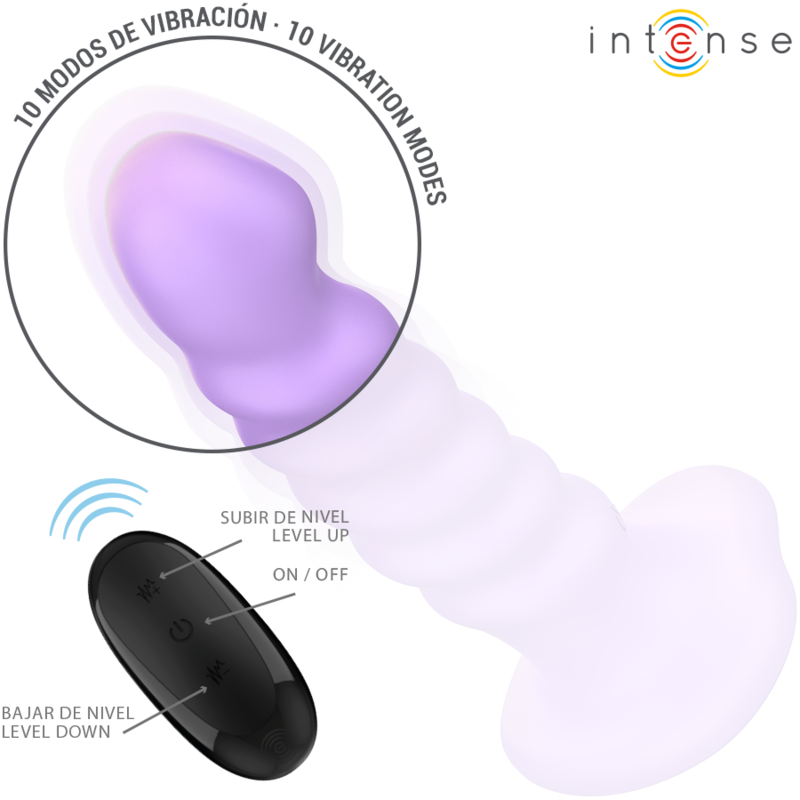 VIBRATEUR INTENSE BRENDA TAILLE M DESIGN EN SPIRALE 10 VIBRATIONS TÉLÉCOMMANDE VIOLET