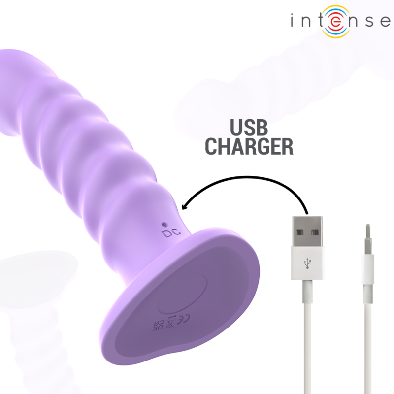 VIBRATEUR INTENSE BRENDA TAILLE M DESIGN EN SPIRALE 10 VIBRATIONS TÉLÉCOMMANDE VIOLET