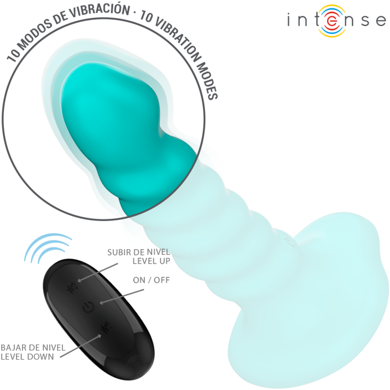 VIBRATEUR INTENSE BUFFY TAILLE S, DESIGN EN SPIRALE, 10 MODES DE VIBRATIONS, TÉLÉCOMMANDE, BLEU