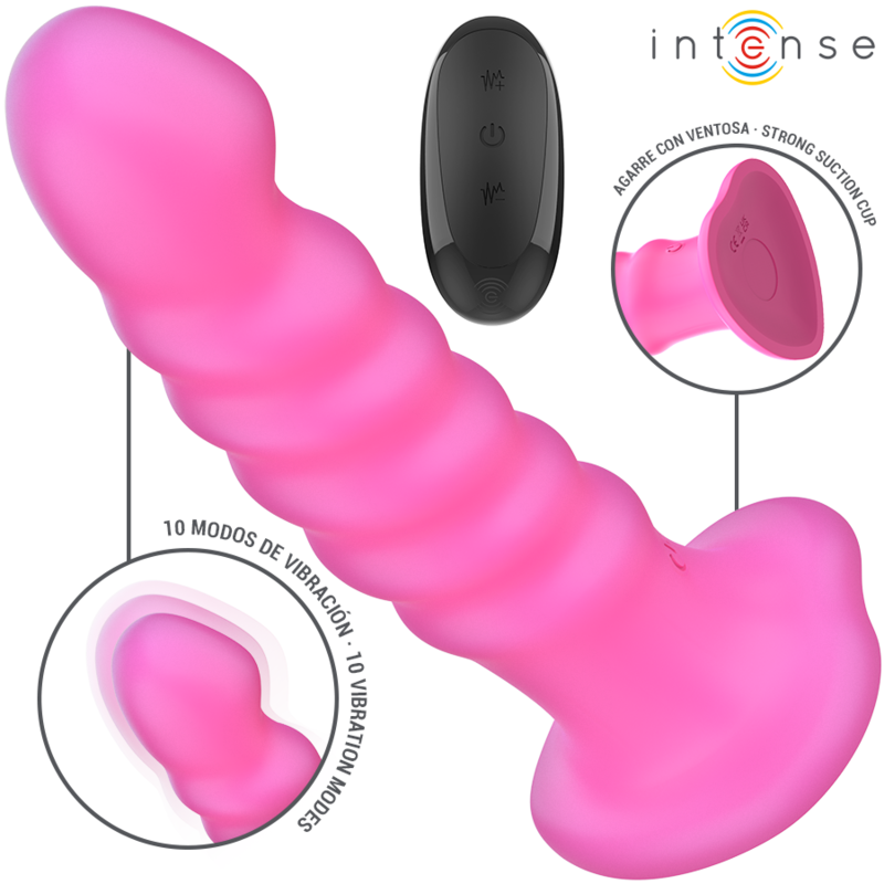 VIBRATEUR INTENSE - CINDY TAILLE L, DESIGN EN SPIRALE, 10 VIBRATIONS, ROSE, TÉLÉCOMMANDE