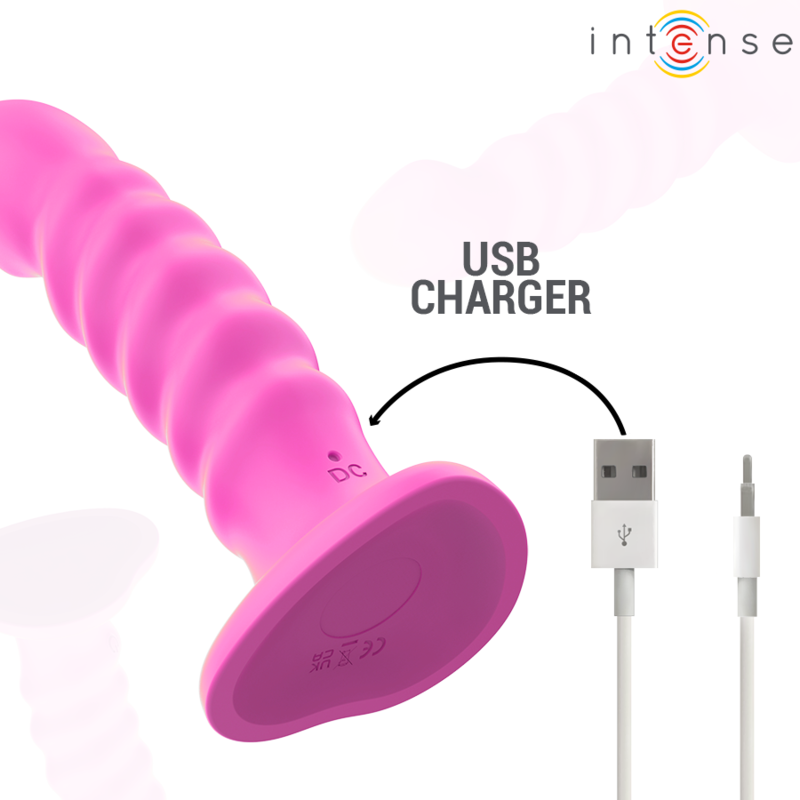 VIBRATEUR INTENSE - CINDY TAILLE L, DESIGN EN SPIRALE, 10 VIBRATIONS, ROSE, TÉLÉCOMMANDE