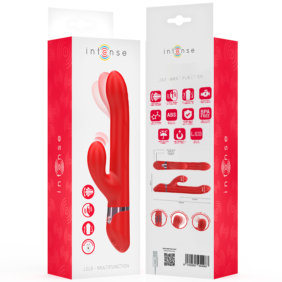 INTENSE - LELE VIBRATEUR MULTIFONCTIONNEL ROTATIF, OSCILLANT ET STIMULANT ROUGE