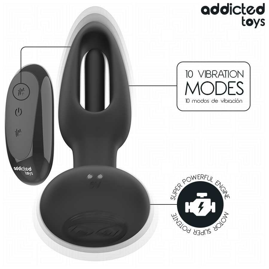JOUETS ADDICTED - PLUG ANAL AVEC LANGUE VIBRANTE ET TÉLÉCOMMANDE