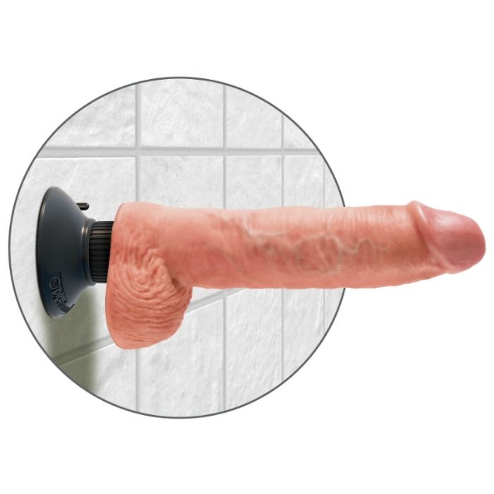 KING COCK - GODEMICHET VIBRANT AVEC TESTICULES 25,5 CM COULEUR NATURELLE