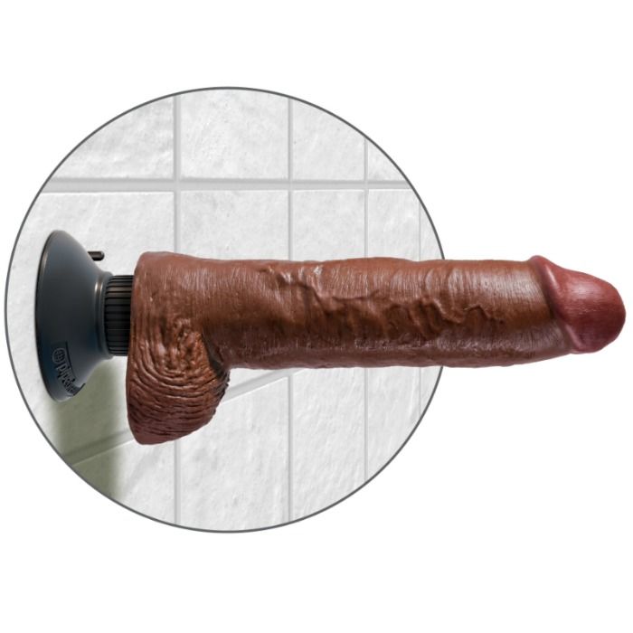 KING COCK - Gode vibrant marron de 25,5 cm avec testicules