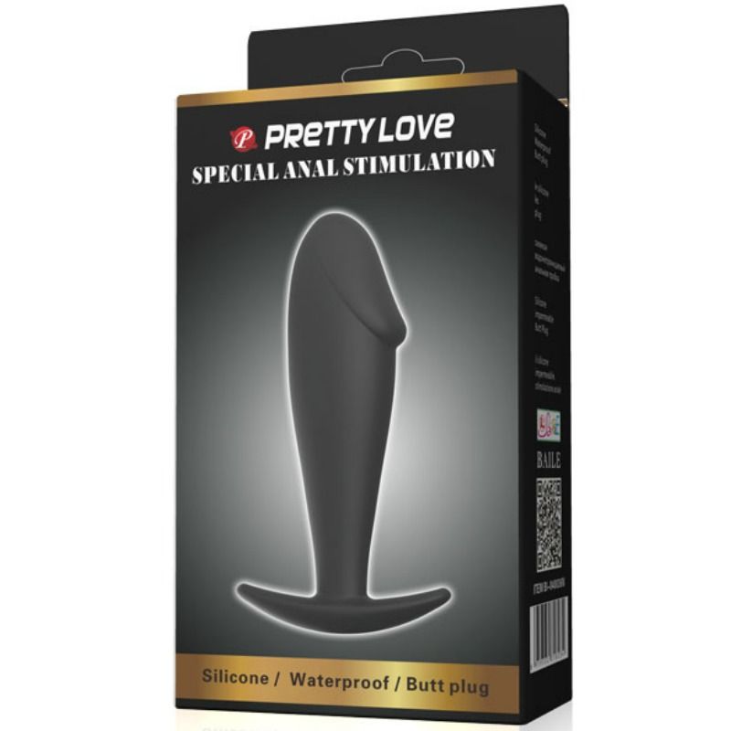 PRETTY LOVE - BLACK SILICONE BUTTER PLUG FOR PENIS