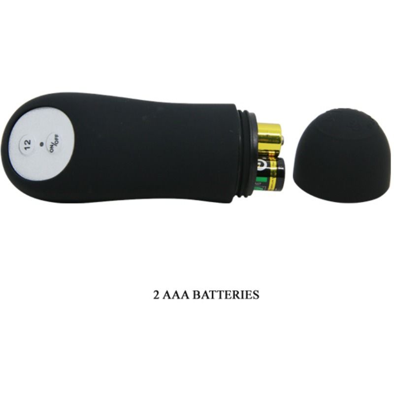 PRETTY LOVE - PENIS-SHAPED SILICONE BUTTER PLUG WITH 12 VIBRATION MODES, BLACK