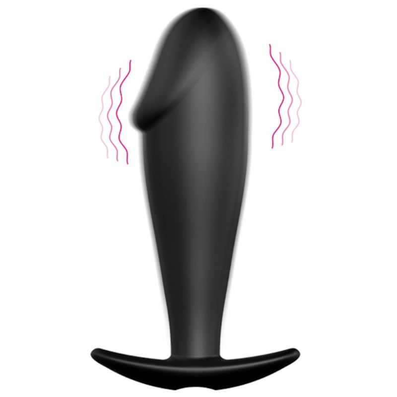 PRETTY LOVE - PENIS-SHAPED SILICONE BUTTER PLUG WITH 12 VIBRATION MODES, BLACK