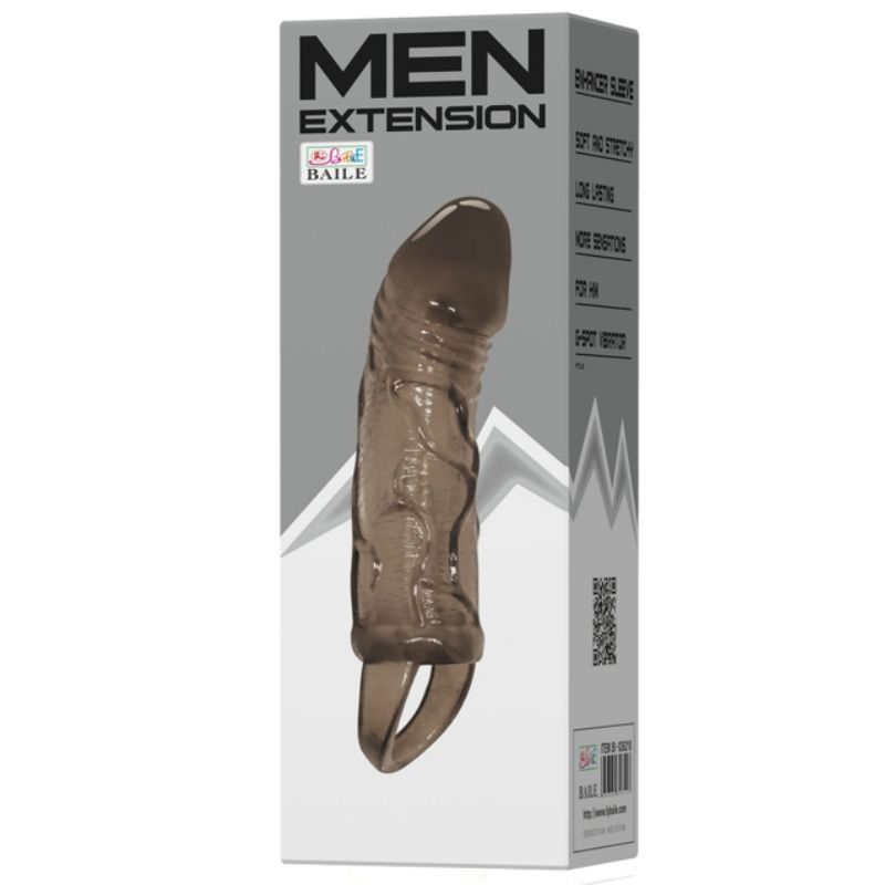 BAILE - COUVERCLE D'EXTENSEUR DE PÉNIS AVEC SANGLE TESTICULAIRE NOIR 13,5 CM