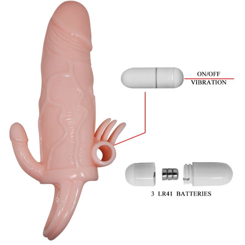 BAILE - BRAVE MAN PENIS COVER WITH CLITUS AND FLESH FOR ANAL STIMULATION 16.5 CM