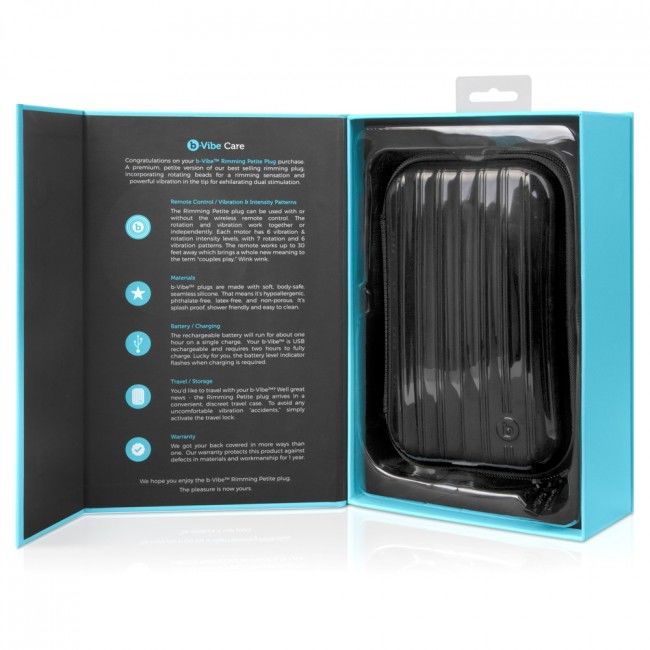 B-VIBE - RIMMING REMOTE CONTROL PETITE BLACK BUTTER PLUG