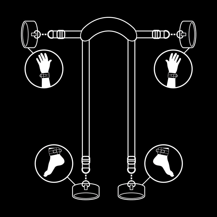 FÉTICHISTE SOUMISE - POSITION MAÎTRE AVEC 4 MENOTTES RECOUVERTES DE NOPRÈS