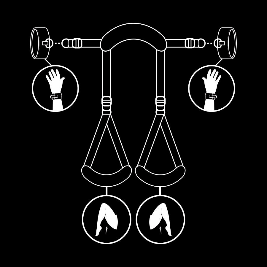 FETISH SUBMISSIVE - OPEN LEGGED POSITION WITH HANDCUFFS, NOPRENE LINING