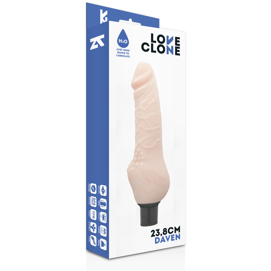 LOVECLONE - DAVEN AUTO-LUBRIFIÉ RÉALISTE 23,8 CM -O- 3,8 CM