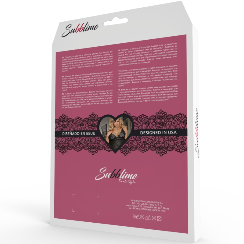 SUBBLIME - QUEEN PLUS ENSEMBLE HAUT ET STRING NOIR