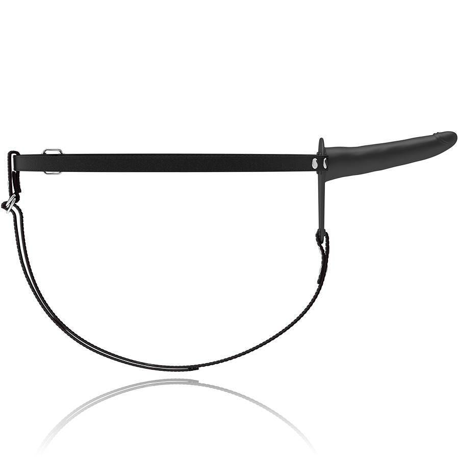 HARNAIS DE SOUMISSION FÉTICHISTE - VIBRATEUR EN SILICONE NOIR DE 15 CM