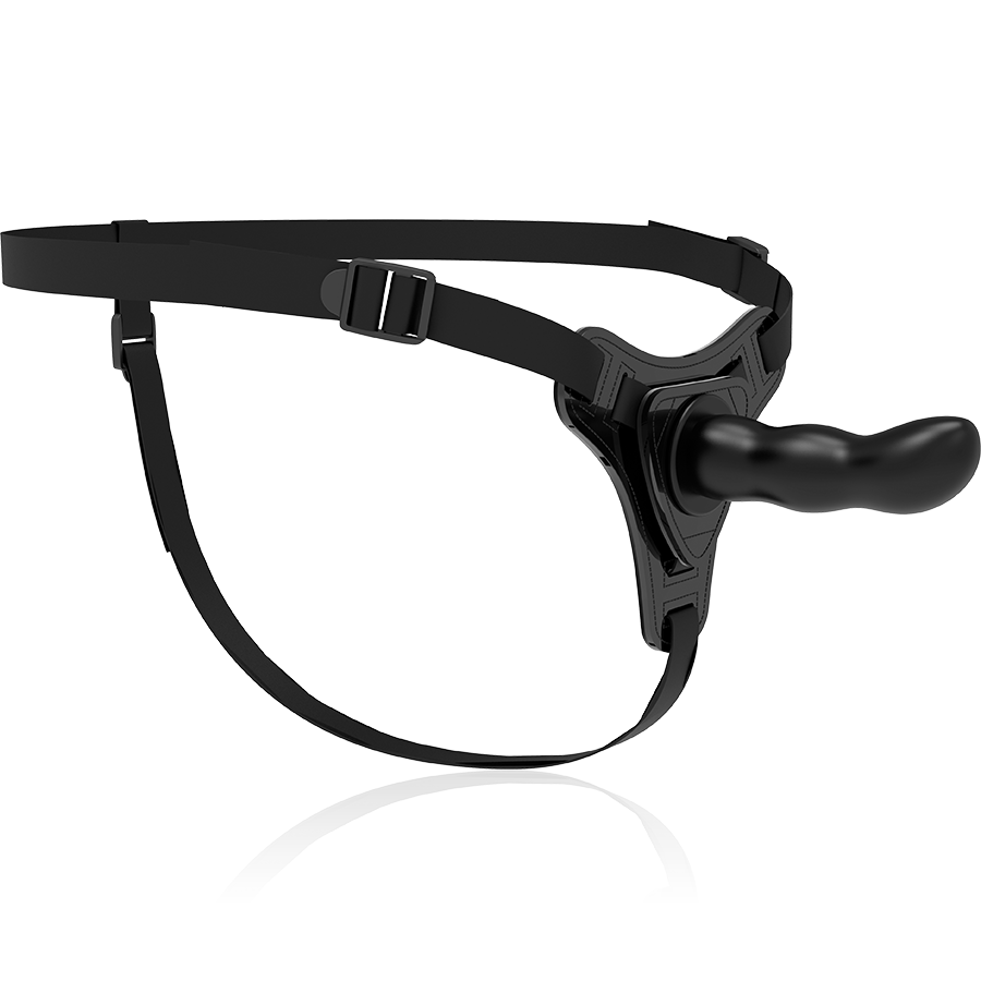 Harnais de soumission fétichiste - Silicone noir, point G, 16 cm