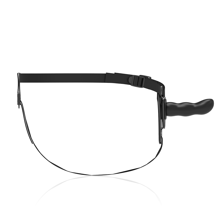 Harnais de soumission fétichiste - Silicone noir, point G, 16 cm