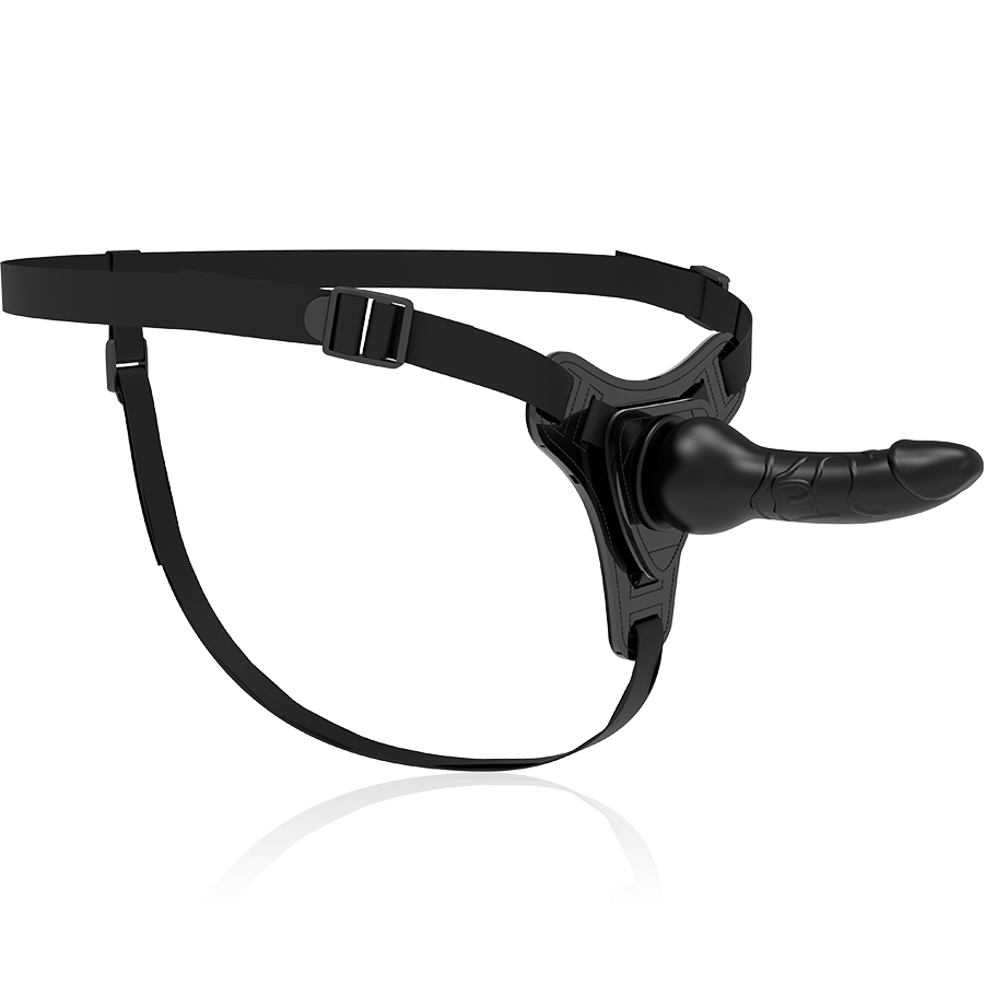 Harnais de soumission fétichiste - Silicone noir réaliste 16 cm