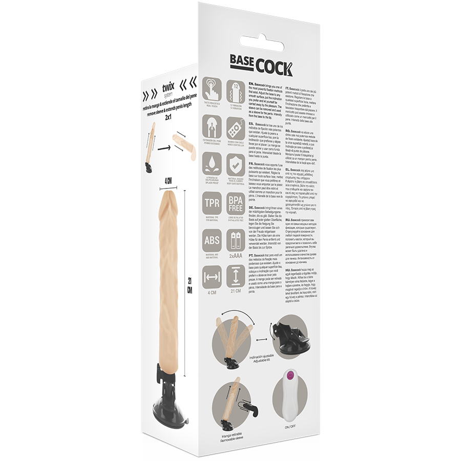 BASECOCK - REALISTIC VIBRATOR WITH NATURAL REMOTE CONTROL 21 CM -OR- 4 CM