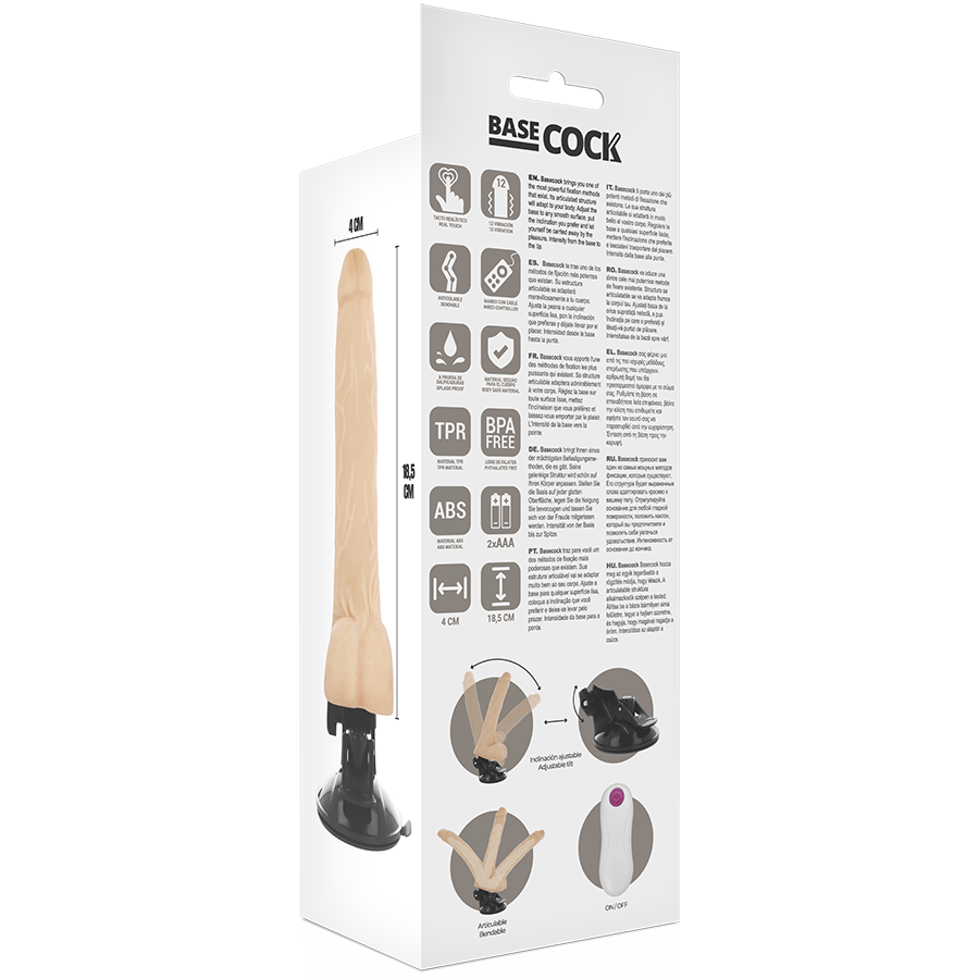BASECOCK - ARTICULATING VIBRATOR WITH NATURAL REMOTE CONTROL 18.5 CM -OR- 4 CM