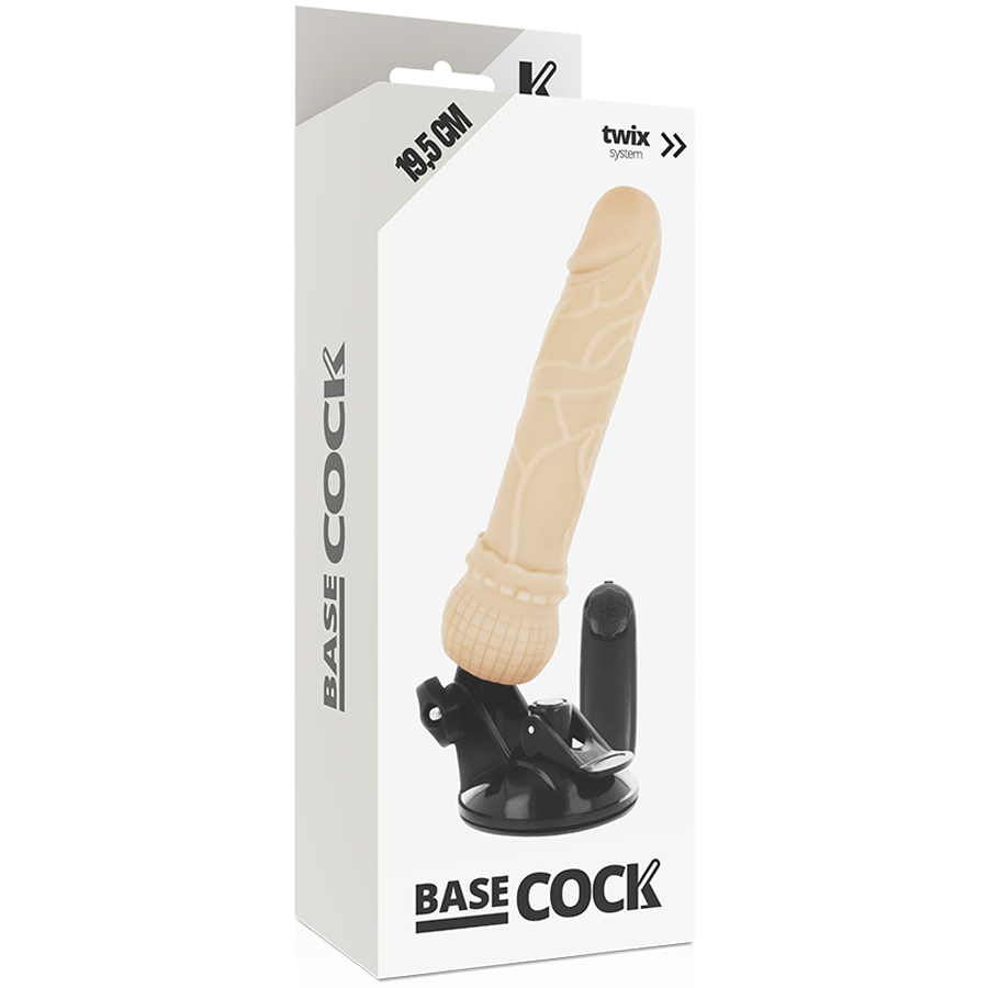 BASECOCK - REALISTIC NATURAL REMOTE CONTROL VIBRATOR 19.5 CM -O- 4 CM
