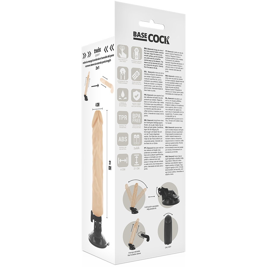 BASECOCK - REALISTIC VIBRATOR WITH NATURAL REMOTE CONTROL 21 CM -OR- 4 CM