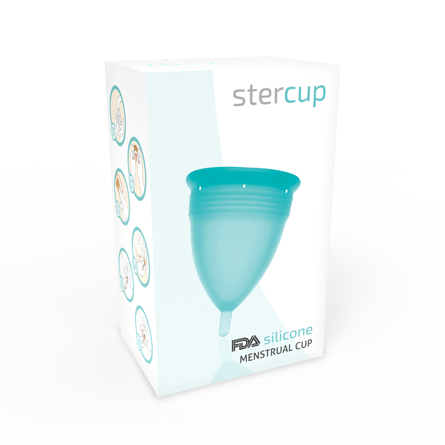 STERCUP - Coupe menstruelle en silicone approuvée par la FDA, couleur aigue-marine - Taille L