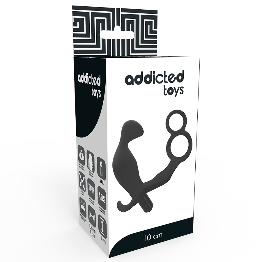 ADDICTED TOYS - PLUG NOIR À DOUBLE ANNEAU POUR PÉNIS ET TESTICULES