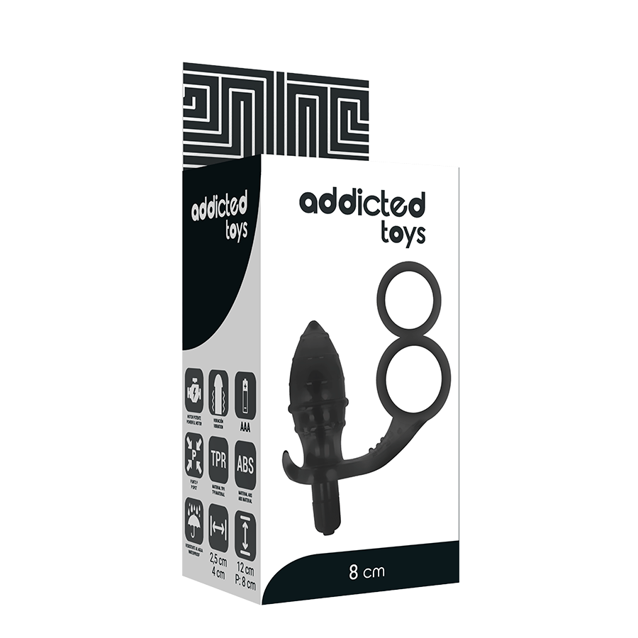 ADDICTED TOYS - BLACK DOUBLE RING BUTT PLUG