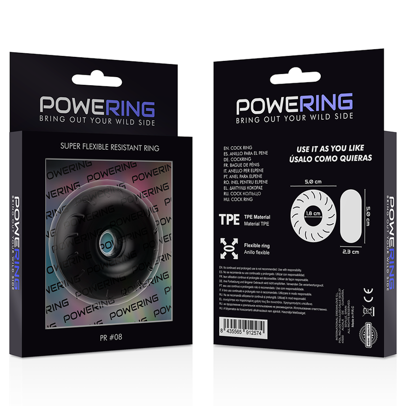 POWERING - SUPER FLEXIBLE AND STRONG COCK RING 5CM PR08 BLACK
