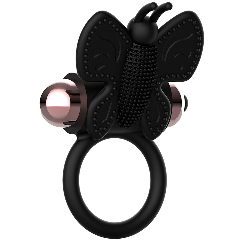 COQUETTE CHIC DESIRE - BLACK/GOLD BUTTERFLY COCK RING WITH VIBRATOR