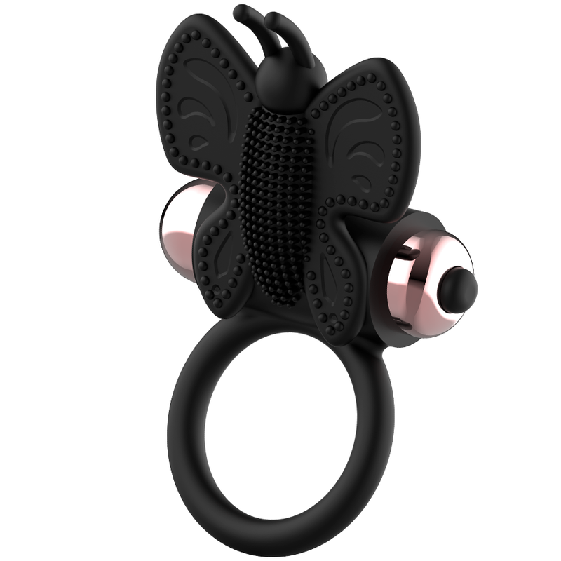COQUETTE CHIC DESIRE - BLACK/GOLD BUTTERFLY COCK RING WITH VIBRATOR