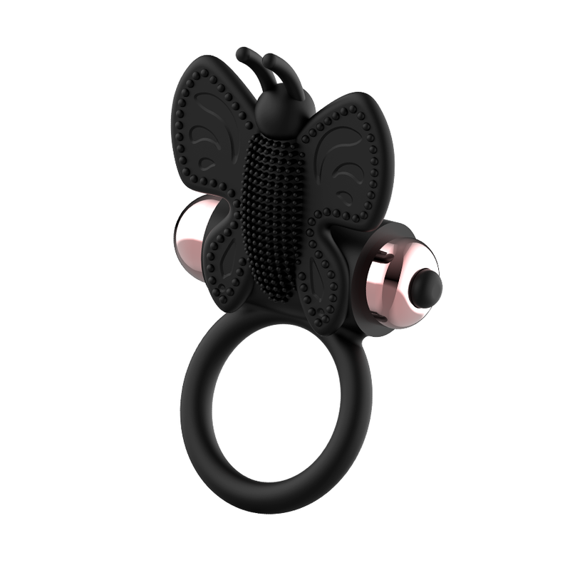 COQUETTE CHIC DESIRE - BLACK/GOLD BUTTERFLY COCK RING WITH VIBRATOR