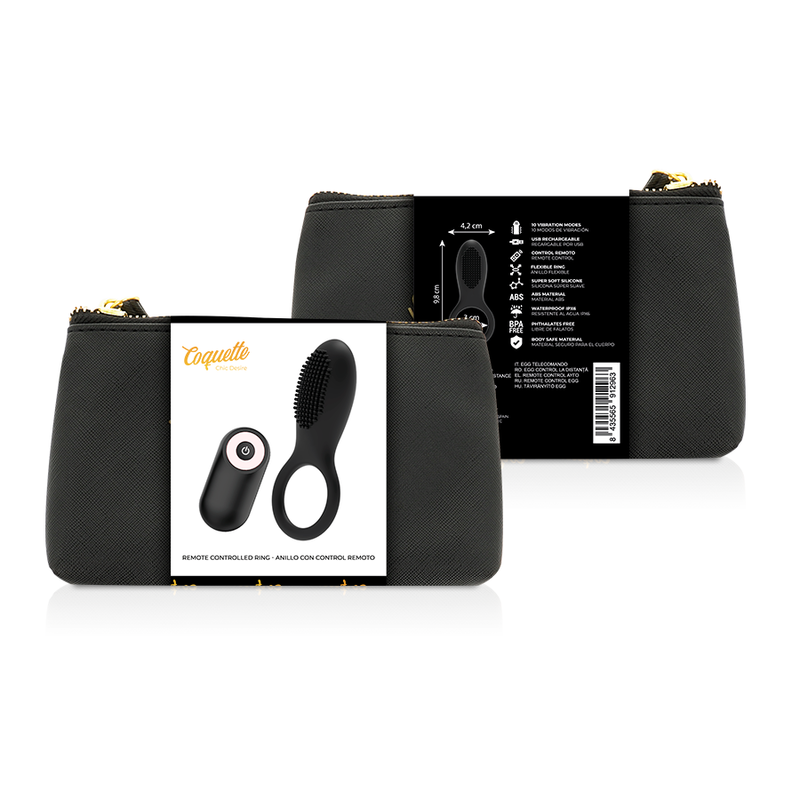 COQUETTE CHIC DESIRE - ANNEAU PÉNAL RECHARGEABLE AVEC TÉLÉCOMMANDE NOIR/OR