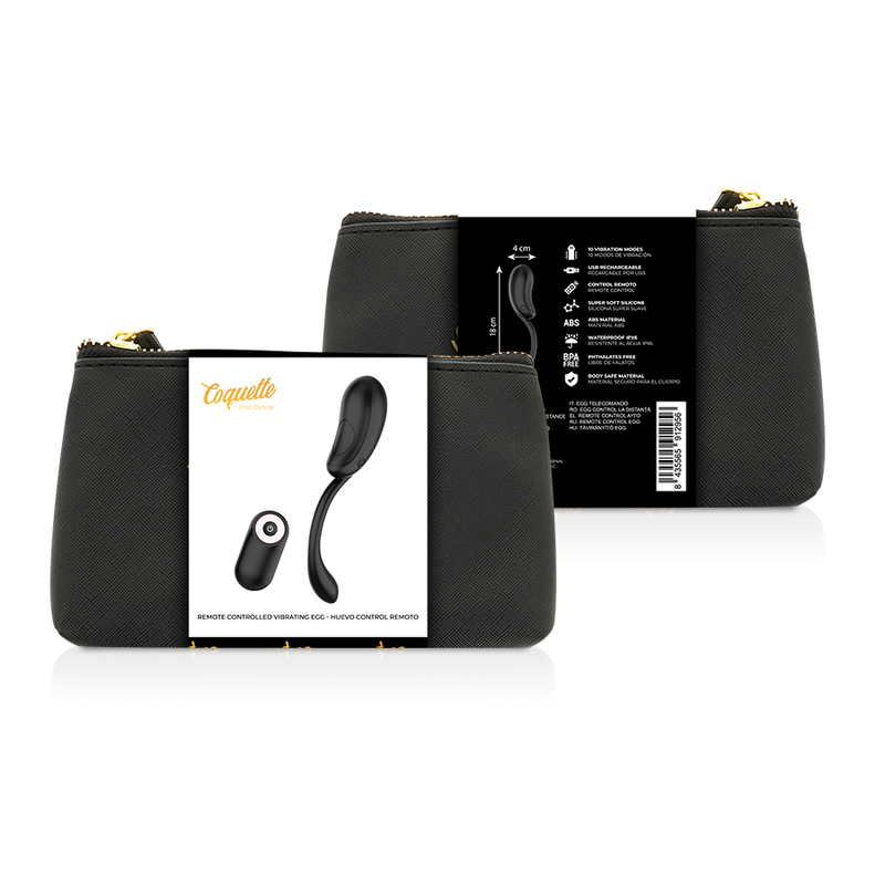 COQUETTE CHIC DESIRE - ŒUF VIBRANT RECHARGEABLE AVEC TÉLÉCOMMANDE NOIR/OR