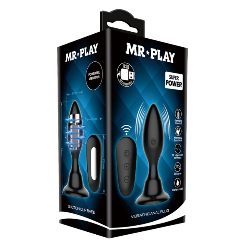 MR PLAY - BLACK REMOTE CONTROL VIBRATING BUTTON PLUG