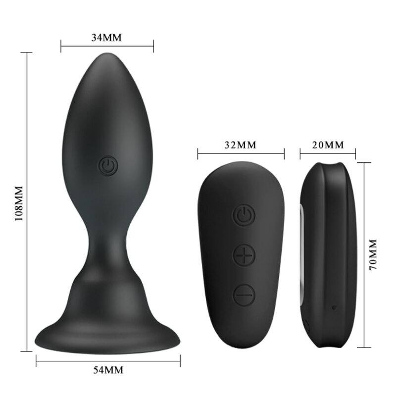 MR PLAY - BLACK REMOTE CONTROL VIBRATING BUTTON PLUG