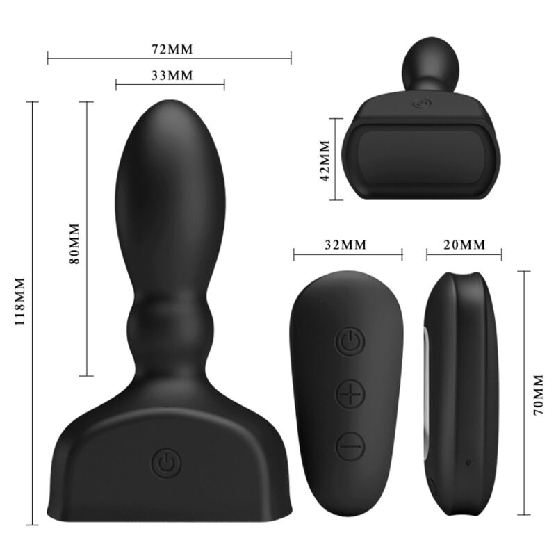 MR PLAY - REMOTE CONTROL INFLATABLE BLACK BUTTER PLUG