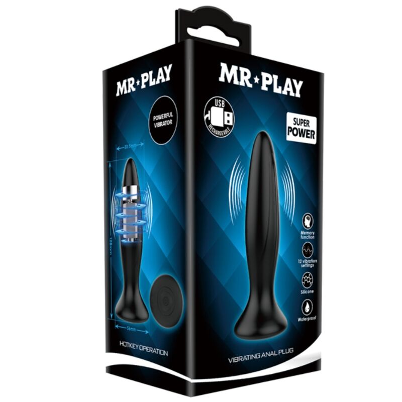 MR PLAY - RECHARGEABLE BLACK VIBRATING ANAL PLUG